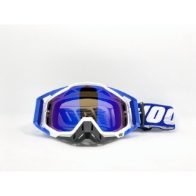 Off road 100% RACE WHITE / BLUE goggles 