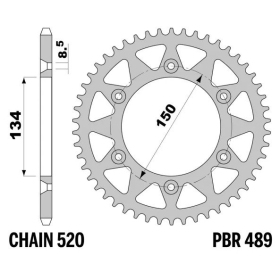 PBR Standard C45 Steel Rear Sprocket 489 - 520 KAWASAKI / SUZUKI 125-650cc 82-24