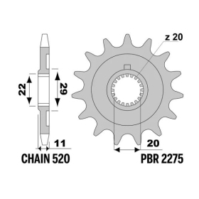 PBR Steel Standard Front Sprocket 2275 - 520 SHERCO SC / SE / SCF / SE-R / SEF-R 125-510cc 2007-2023