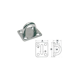 Osculati SS rectangular plate w/ring 8 mm