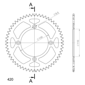 Supersprox Rear Sprocket Alu RAL-209:56 Black 56t