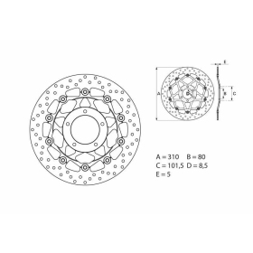 BREMBO Serie Oro Round Floating Brake Disc front ​​​​​​​MV AGUSTA BRUTALE / F4 750cc 1999-2015