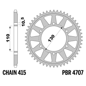 PBR Ultra-Light Aluminium Rear Sprocket 4707 - 415 KAWASAKI NINJA 400 2018-2024