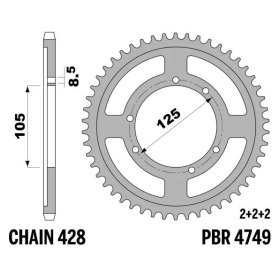 PBR Steel Standard Rear Sprocket 4749 - 428 APRILIA RX / SX 125cc 2018-2024