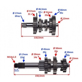 Transmission / Gearbox gear set CHINESE ATV / CROSS LF120 4T