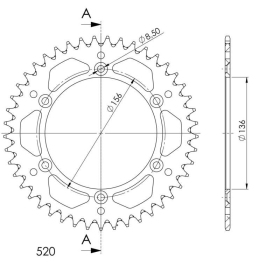 Supersprox Alu Rear sprocket Red 45t