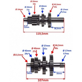 Transmission / Gearbox gear set CHINESE ATV / CROSS LF86 4T