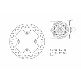 BREMBO Serie Oro Round Fixed Brake Disc rear ​​​​​​​TRIUMPH BONNEVILLE / SCRAMBLER / SPRINT / TIGER 800-955cc 1999-2015