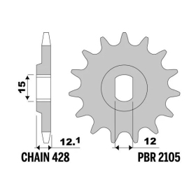 PBR Steel Standard Front Sprocket 2105 - 428 ​​​​​​​BETA REV 50-80cc 2002-2005