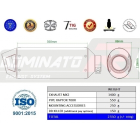 Duslintuvo kompl. Dominator MX2 YAMAHA RAPTOR 700 R 2015-2021