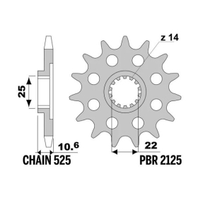 PBR Steel Standard Front Sprocket 2125 - 525 HUSABERG FE / FX / MV AGUSTA BRUTALE / F4 390-1090cc 2001-2024