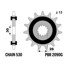 PBR Steel Noise-Free Front Sprocket 2090 - 530 TRIUMPH / YAMAHA 85-1200cc 1992-2021