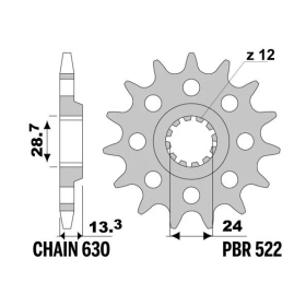 PBR Steel Standard Front Sprocket 522 - 630 KAWASAKI GPZ / Z 1000-1100cc 1981-1985