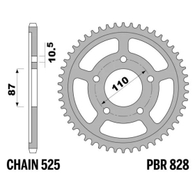 PBR Tempered C45 Steel Rear Sprocket 828 - 525 SUZUKI DR / GSF / GSX / SV 400-800cc 1989-2016