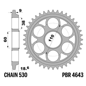 PBR Ultra-Light Aluminium Rear Sprocket 4643 - 530 Ducati Multistrada 1200/S 2010-2016