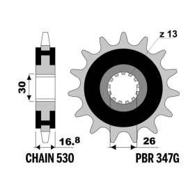 PBR Steel Noise-Free Front Sprocket 347 - 530 BETA RR / HONDA CB / CBF / CBR / VF / VFR / VTR 350-1000cc 1982-2019