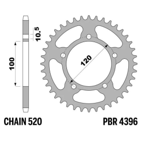 PBR Ultra-Light Aluminium Hard Anodized Rear Sprocket 4396 - 520 ​​​​​​​APRILIA PEGASO / RS / RSV4 125-1000cc 2005-2020