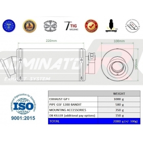 Duslintuvo kompl. Dominator GP1 SUZUKI  GSF 1200 N / S BANDIT 2001-2005