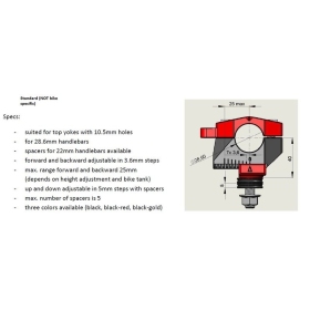 GILLES 2DGT reguliuojami vairo laikikliai juodi HONDA/KAWASAKI/YAMAHA