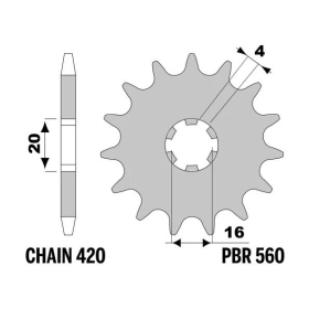 PBR Steel Standard Front Sprocket 560 - 420 KAWASAKI / SUZUKI / YAMAHA 50-110cc 1975-2024