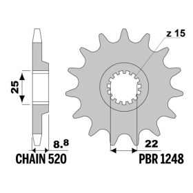 PBR Steel Standard Front Sprocket 1248F - 520 BETA / GAS GAS / HUSABERG / HUSQVARNA / KTM 125-520cc 1988-2025