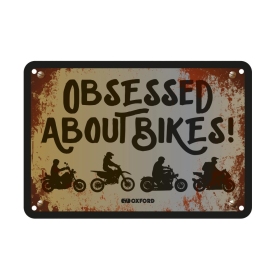 Oxford Garage Metal Sign: Obsessed About Bikes