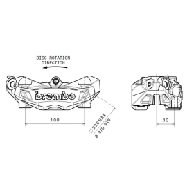 BREMBO M4 Front Left Brake Caliper Gold Ø32mm APRILIA/ BMW/ DUCATI/ TRIUMPH 800-1200