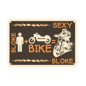 Oxford Garage Metal Sign: Bloke Bike Sexy Bloke