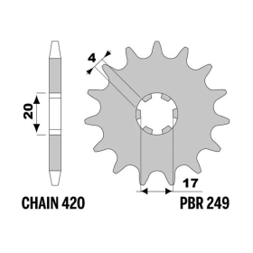 PBR Steel Standard Front Sprocket 249 - 420 SUZUKI RM / ZR 50cc 1981-1987