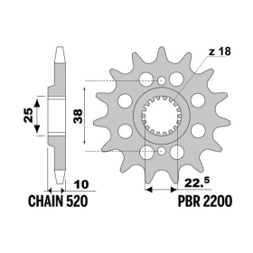 PBR Steel Standard Front Sprocket 2200 - 520 ​​​​​​​HUSQVARNA TE / TC / SMR / BMW G 450-511cc 2008-2014