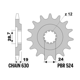 PBR Steel Standard Front Sprocket 524 - 630 Kawasaki GPZ 1100 Unitrack 1983-1985