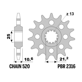 PBR Steel Standard Front Sprocket 2316 - 520 Benelli TRK502X 2018-2024