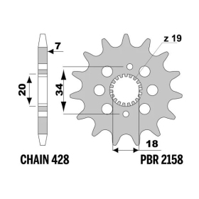 PBR Steel Standard Front Sprocket 2158 - 428 HONDA CRF 150 R 2007-2012