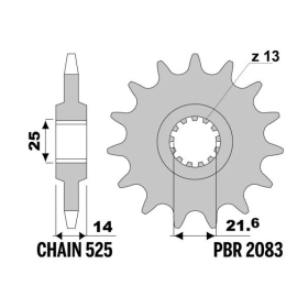 PBR Steel Standard Front Sprocket 2083 - 525 KAWASAKI ZEPHYR 750 1995-1997