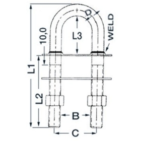 Osculati U formos jungtis 136x12,5 mm