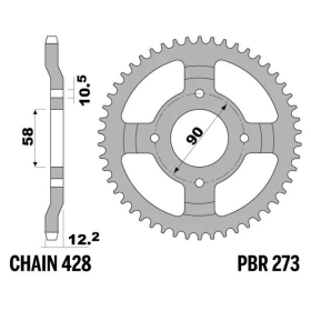 PBR Standard C45 Steel Rear Sprocket 273 - 428 HONDA CLR / NX 125 1989-1998