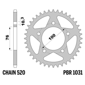 PBR Ultra-Light Aluminium Rear Sprocket 1031 - 520 ​​​​​​​BENELLI TNT / YAMAHA YZF R7 750-1130cc 1999-2011