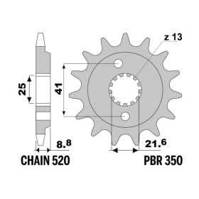 PBR Steel Standard Front Sprocket 350 - 520 HONDA / POLARIS / MASH 400-650cc 1998-2023