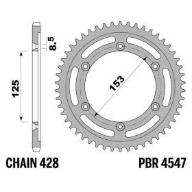 PBR Standard C45 Steel Rear Sprocket 4547 - 428 HONDA XR 125 L 2003-2008