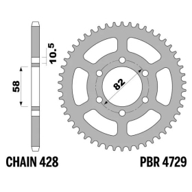 PBR Steel Standard Rear Sprocket 4729 - 428 BENELLI BN / LEONCINO / TNT / TORNADO / KEEWAY RKF 125cc 2017-2024