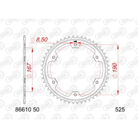 AFAM Steel Standard Rear Sprocket 86610 - 525 50 teeth