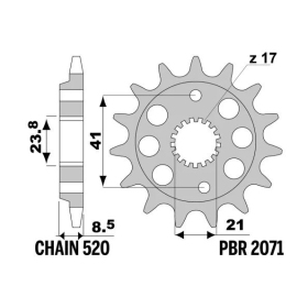 PBR Steel Standard Front Sprocket 2071 - 520 HONDA TRX / XR 400cc 1996-2004