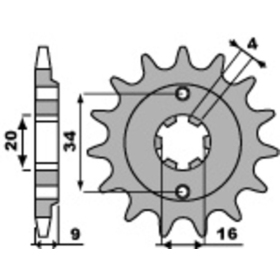 PBR Steel Standard Front Sprocket 2062 - 520 ​​​​​​​BETA RR / YAMAHA YFS / DT 125-200cc 1985-2007