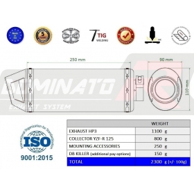 Duslintuvo kompl. Dominator HP3 YAMAHA YZF R 125 2021-2022