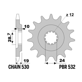 PBR Steel Standard Front Sprocket 532 - 530 KAWASAKI NINJA ZX-10 1000 1988-1990