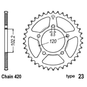 B1 Steel Standard Rear Sprocket - 420 47t APRILIA RS50 1993-2005