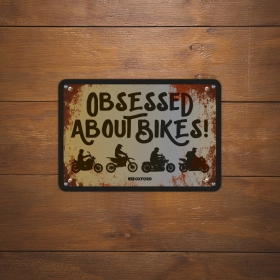 Oxford Garage Metal Sign: Obsessed About Bikes