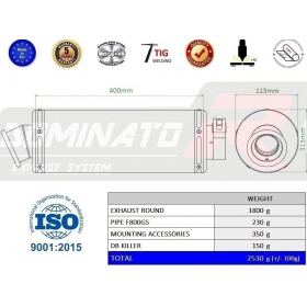 Exhaust silincer Dominator Round BMW F800GS 2008-2017