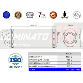 Exhaust kit Dominator MX2 SUZUKI KINGQUAD L7A 700 