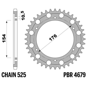 PBR Standard C45 Steel Rear Sprocket 4679 - 525 HONDA CB / CRF 450-1000cc 2006-2024